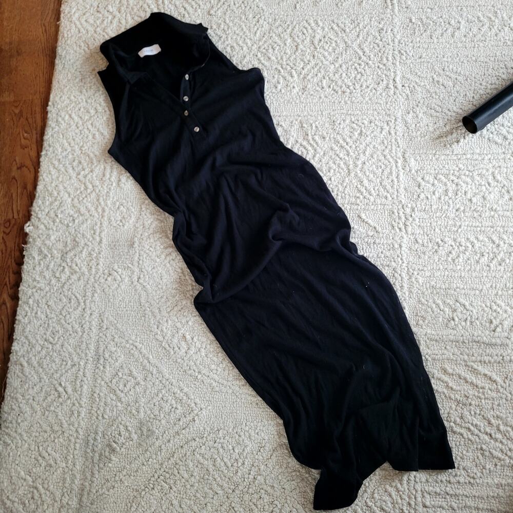 LEGOE Heritage Black Ribbed Maternity Maxi Dress Sz XL